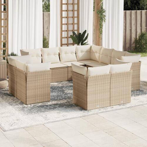 Sofasæt til haven 11 dele med hynder polyrattan beige