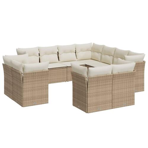 Sofasæt til haven 11 dele med hynder polyrattan beige