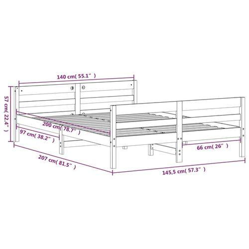 Sengeramme med sengegavl 140x200 cm massivt fyrretræ hvid