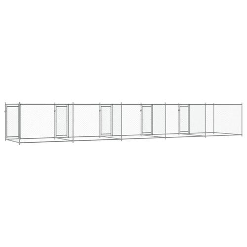 Hundegård med låger 10x2x1,5 m galvaniseret stål grå