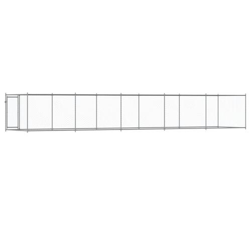 Hundegård med låge 10x2x1,5 m galvaniseret stål grå