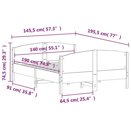 Sengeramme uden madras 140x190 cm massivt fyrretræ hvid