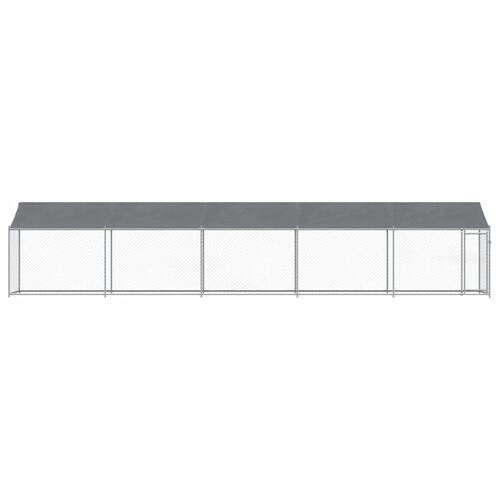 Hundegård med tag og låge 10x2x2 m galvaniseret stål grå