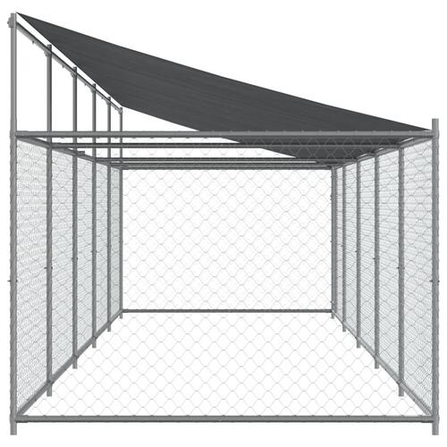 Hundegård med tag og låge 10x2x2 m galvaniseret stål grå