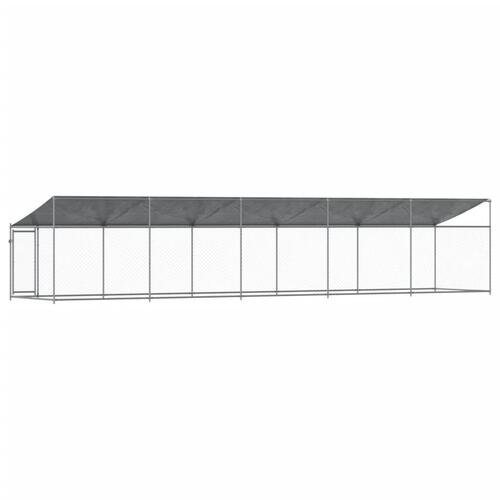 Hundegård med tag og låge 10x2x2 m galvaniseret stål grå