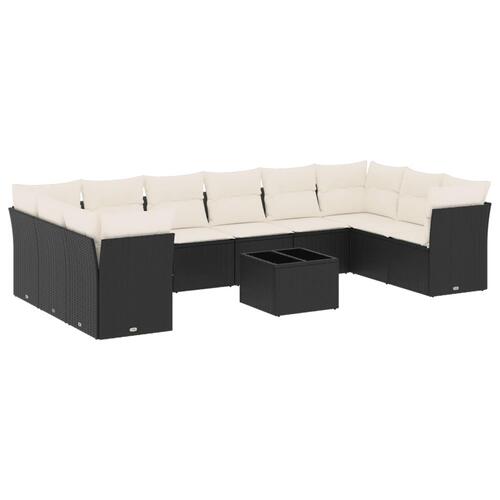 Sofasæt til haven 11 dele med hynder polyrattan sort