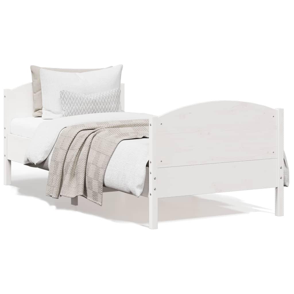 Sengeramme uden madras 100x200 cm massivt fyrretræ hvid