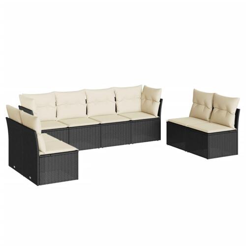 Sofasæt til haven 8 dele med hynder polyrattan sort