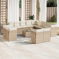Sofasæt til haven 14 dele med hynder polyrattan beige