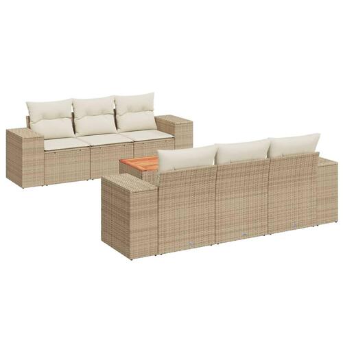 Sofasæt til haven 7 dele med hynder polyrattan beige