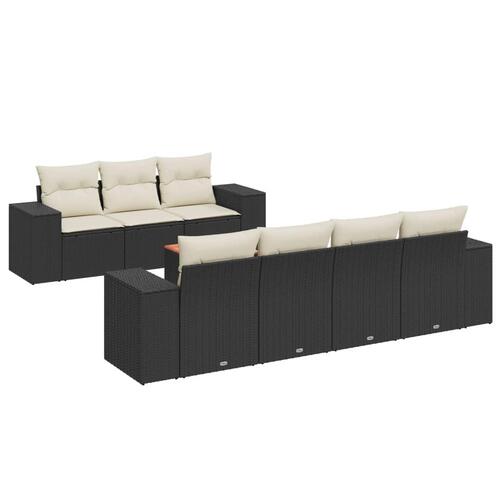 Sofasæt til haven 8 dele med hynder polyrattan sort