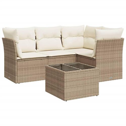 Sofasæt til haven 5 dele med hynder polyrattan beige