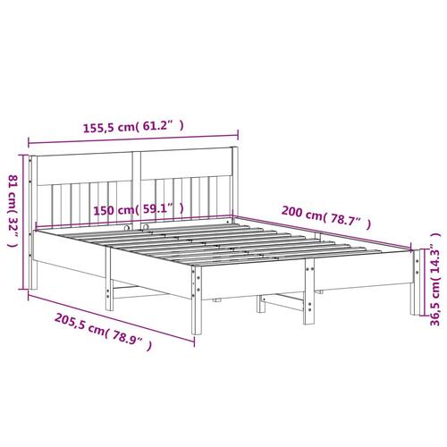 Sengeramme uden madras 150x200 cm massivt fyrretræ