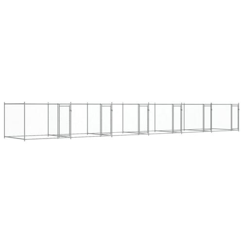 Hundegård med låger 12x2x1,5 m galvaniseret stål grå