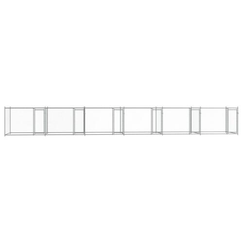 Hundegård med låger 12x2x1,5 m galvaniseret stål grå