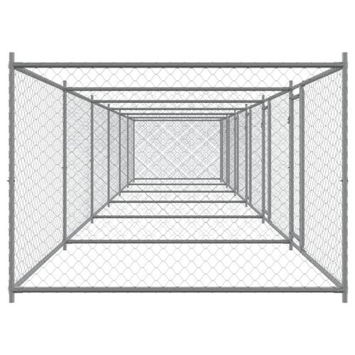 Hundegård med låger 12x2x1,5 m galvaniseret stål grå