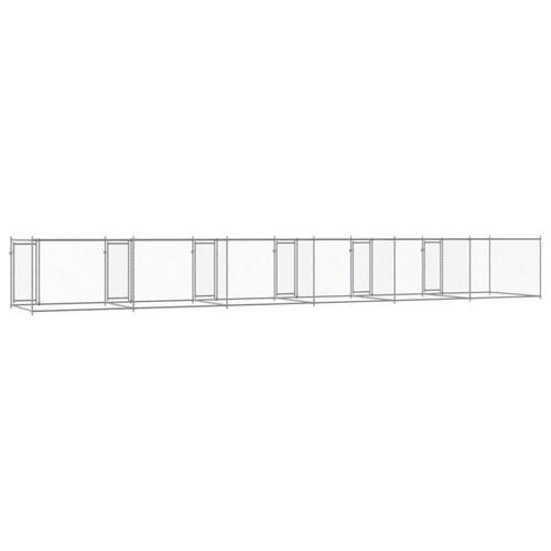 Hundegård med låger 12x2x1,5 m galvaniseret stål grå