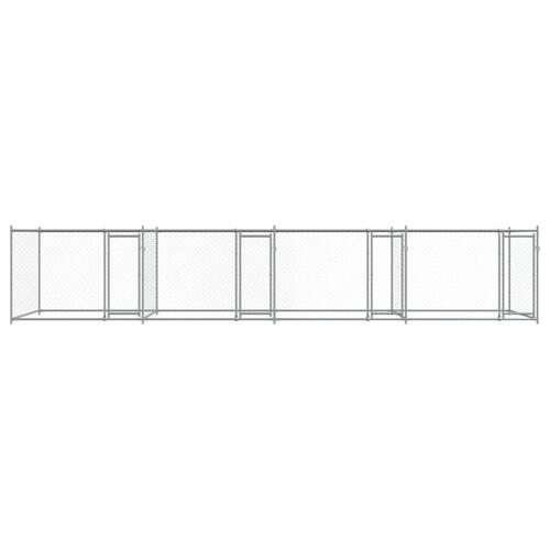 Hundegård med låger 8x2x1,5 m galvaniseret stål grå