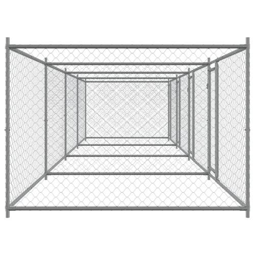 Hundegård med låger 8x2x1,5 m galvaniseret stål grå