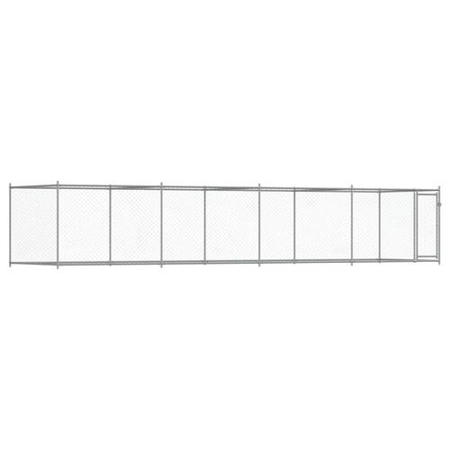 Hundegård med låge 8x2x1,5 m galvaniseret stål grå