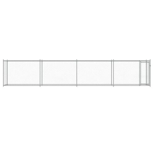 Hundegård med låge 8x2x1,5 m galvaniseret stål grå