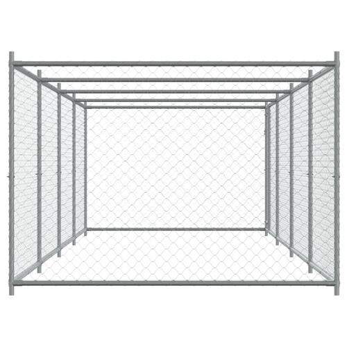 Hundegård med låge 8x2x1,5 m galvaniseret stål grå