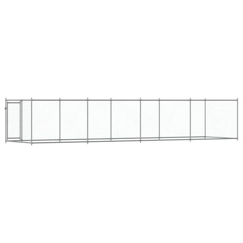 Hundegård med låge 8x2x1,5 m galvaniseret stål grå