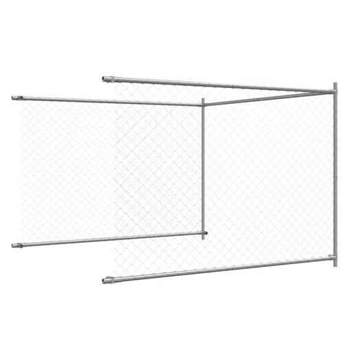 Hundegård med låge 8x2x1,5 m galvaniseret stål grå