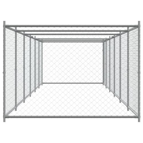 Hundegård med låge 12x2x1,5 m galvaniseret stål grå