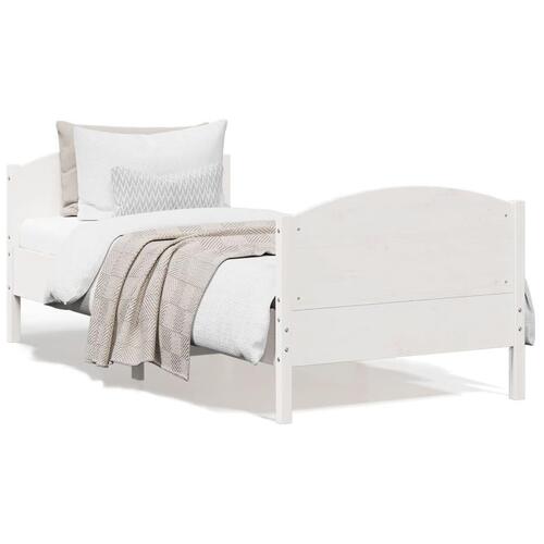 Sengeramme uden madras 90x200 cm massivt fyrretræ hvid