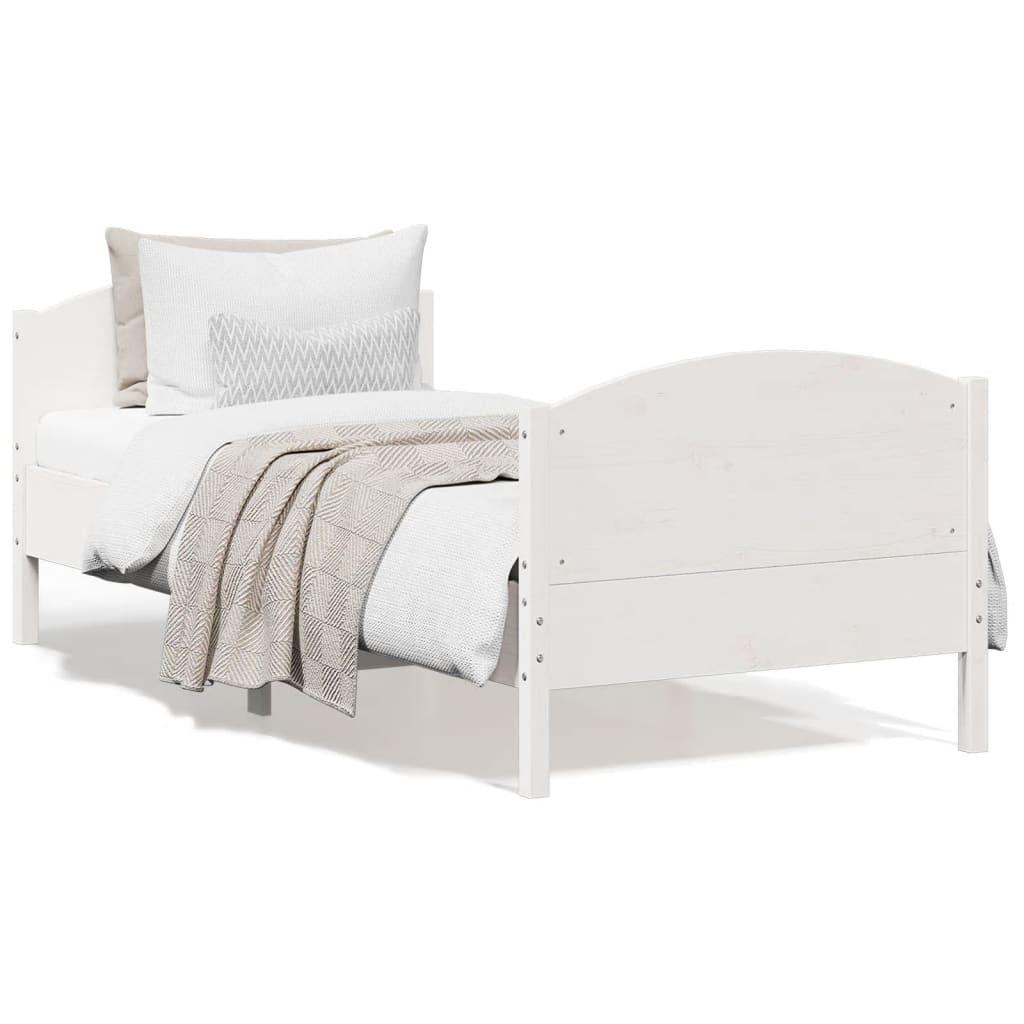 Sengeramme uden madras 90x200 cm massivt fyrretræ hvid
