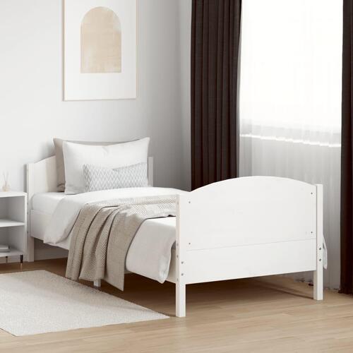 Sengeramme uden madras 90x200 cm massivt fyrretræ hvid