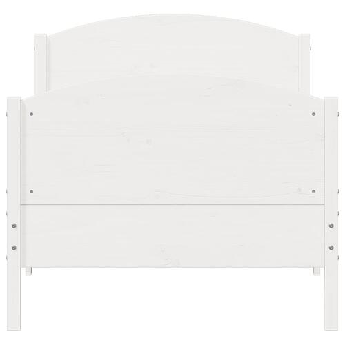 Sengeramme uden madras 90x200 cm massivt fyrretræ hvid