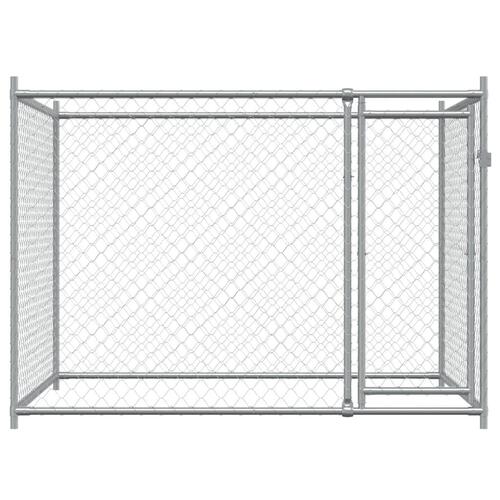 Hundegård med låge 2x2x1,5 m galvaniseret stål grå