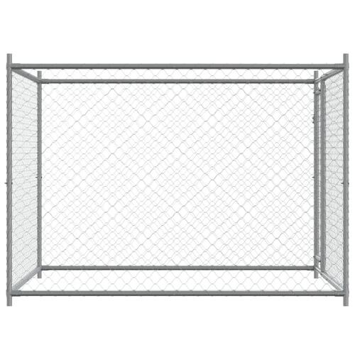 Hundegård med låge 2x2x1,5 m galvaniseret stål grå