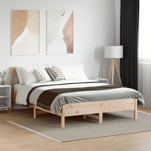 Sengeramme uden madras 135x190 cm massivt fyrretræ hvid