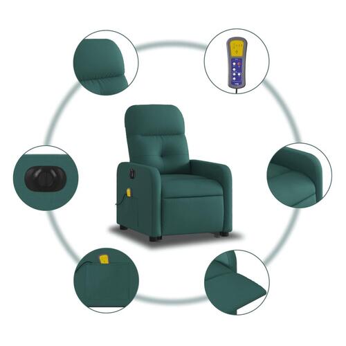 Elektrisk massagestol med løftefunktion stof mørkegrøn