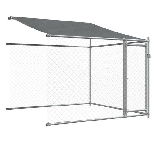 Hundegård med tag og låger 6x2x2 m galvaniseret stål grå