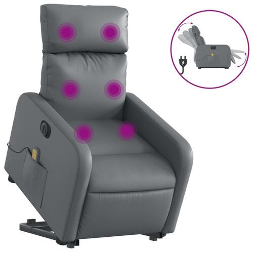 Massagestol med løftefunktion kunstlæder grå
