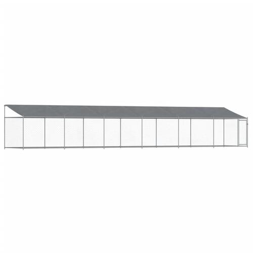 Hundegård med tag og låge 12x2x2 m galvaniseret stål grå