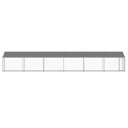 Hundegård med tag og låge 12x2x2 m galvaniseret stål grå