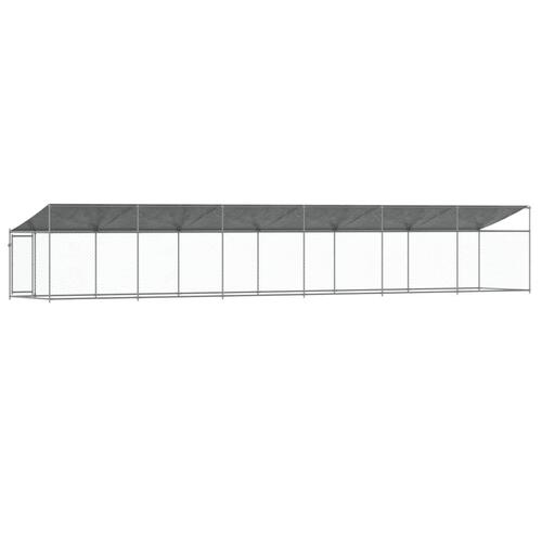 Hundegård med tag og låge 12x2x2 m galvaniseret stål grå