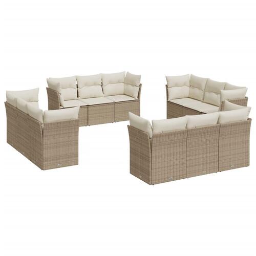 Sofasæt til haven 12 dele med hynder polyrattan beige