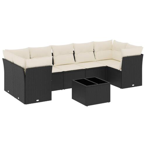 Sofasæt til haven 8 dele med hynder polyrattan sort