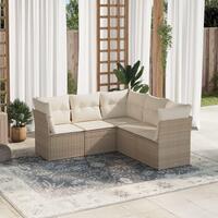 Sofasæt til haven 5 dele med hynder polyrattan beige