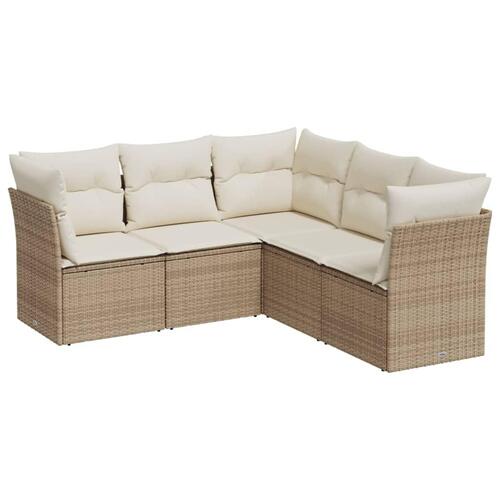 Sofasæt til haven 5 dele med hynder polyrattan beige