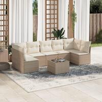Sofasæt til haven 8 dele med hynder polyrattan beige