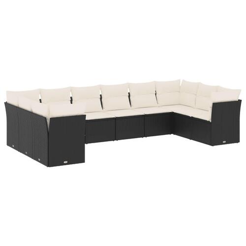Sofasæt til haven 10 dele med hynder polyrattan sort