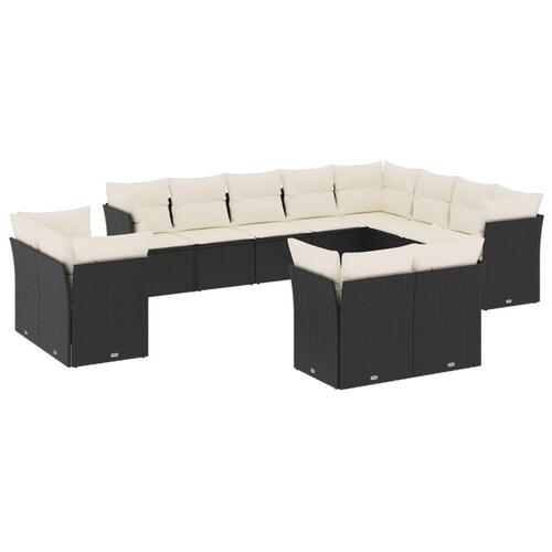 Sofasæt til haven 12 dele med hynder polyrattan sort