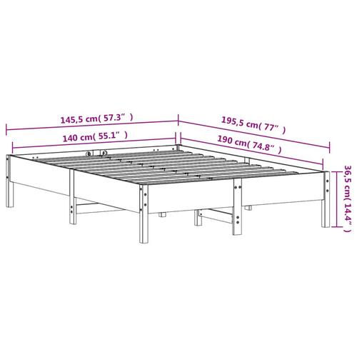 Sengeramme 140x190 cm massivt fyrretræ